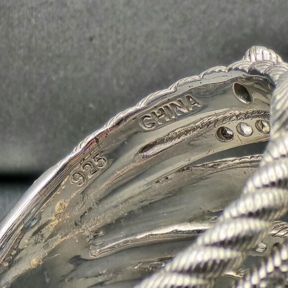 Judith Ripka Sterling Silver & Blue Topaz Multi-Row Cocktail Ring Size 8 - Picture 5 of 16